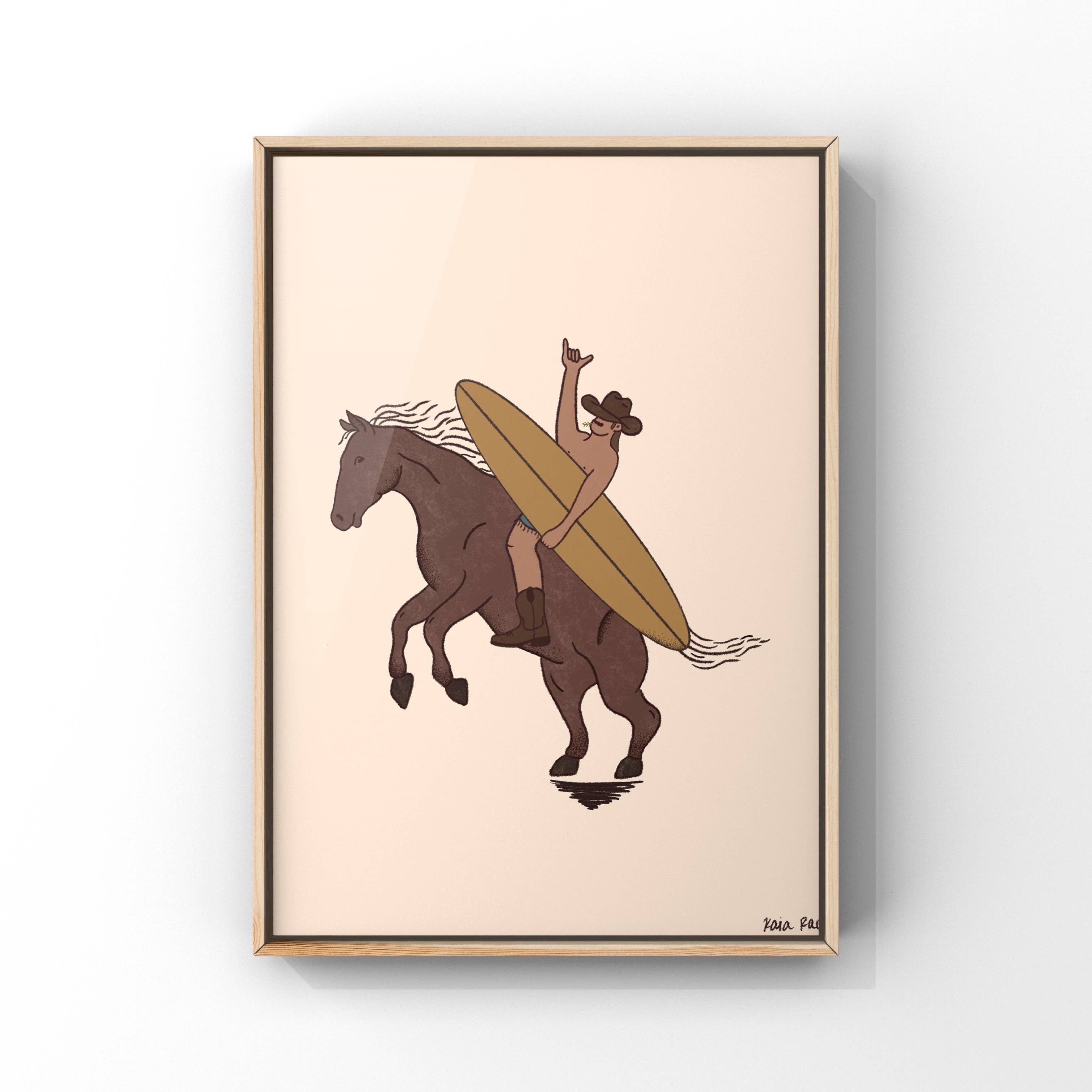Surf Cowboy - Surf 'n' Saddle art print