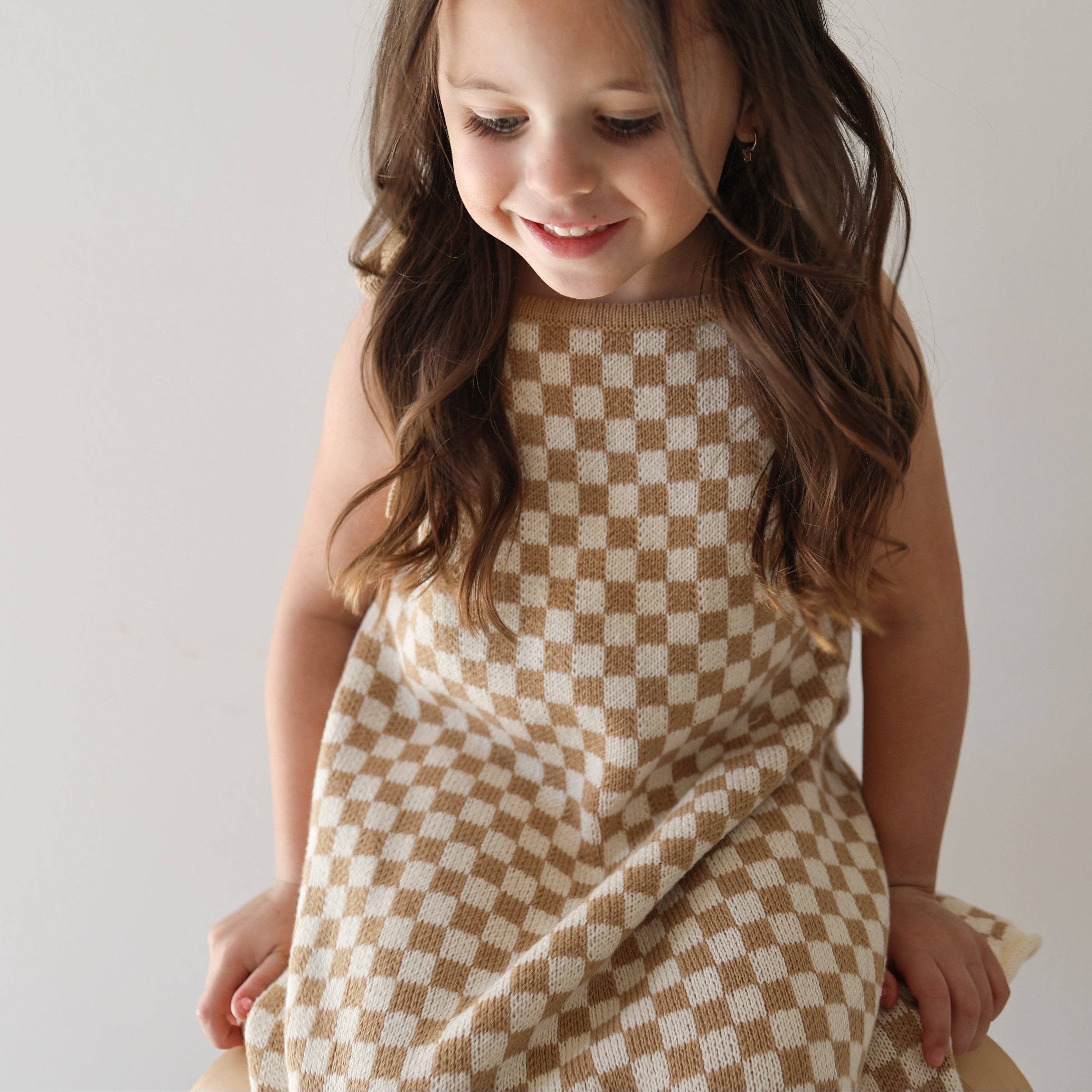 Forever French Baby - Knit Dress | Latte Check