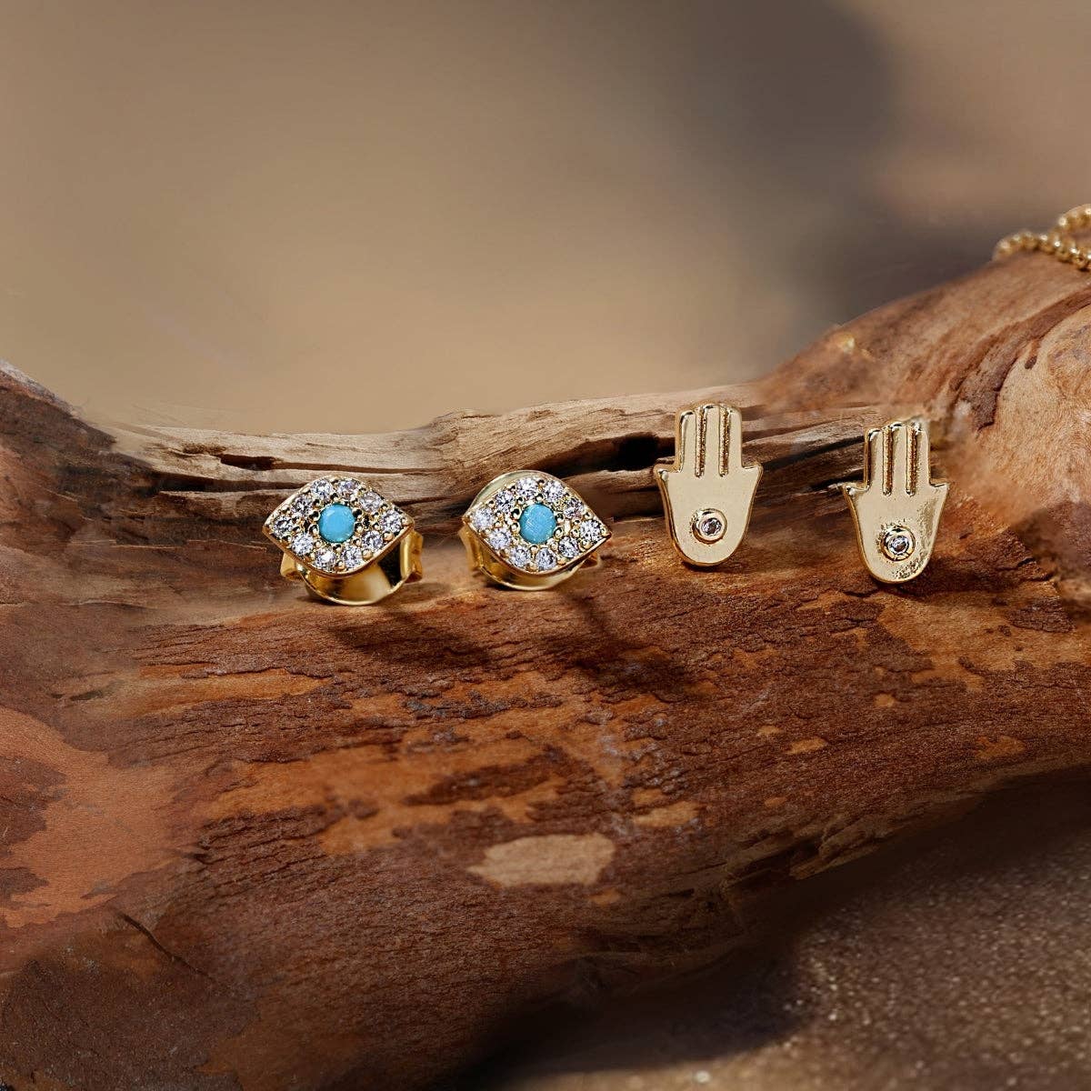 Splendid Iris - CZ Evil Eye Studs on Velvet Tag