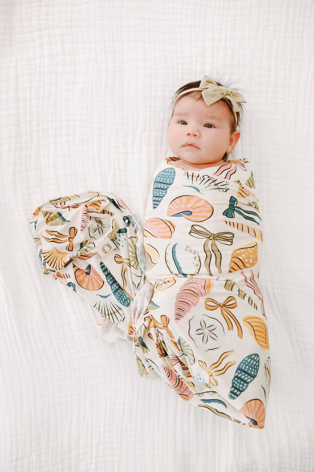 Ellie Sue - Coastal Bows Stretch Swaddle Blanket