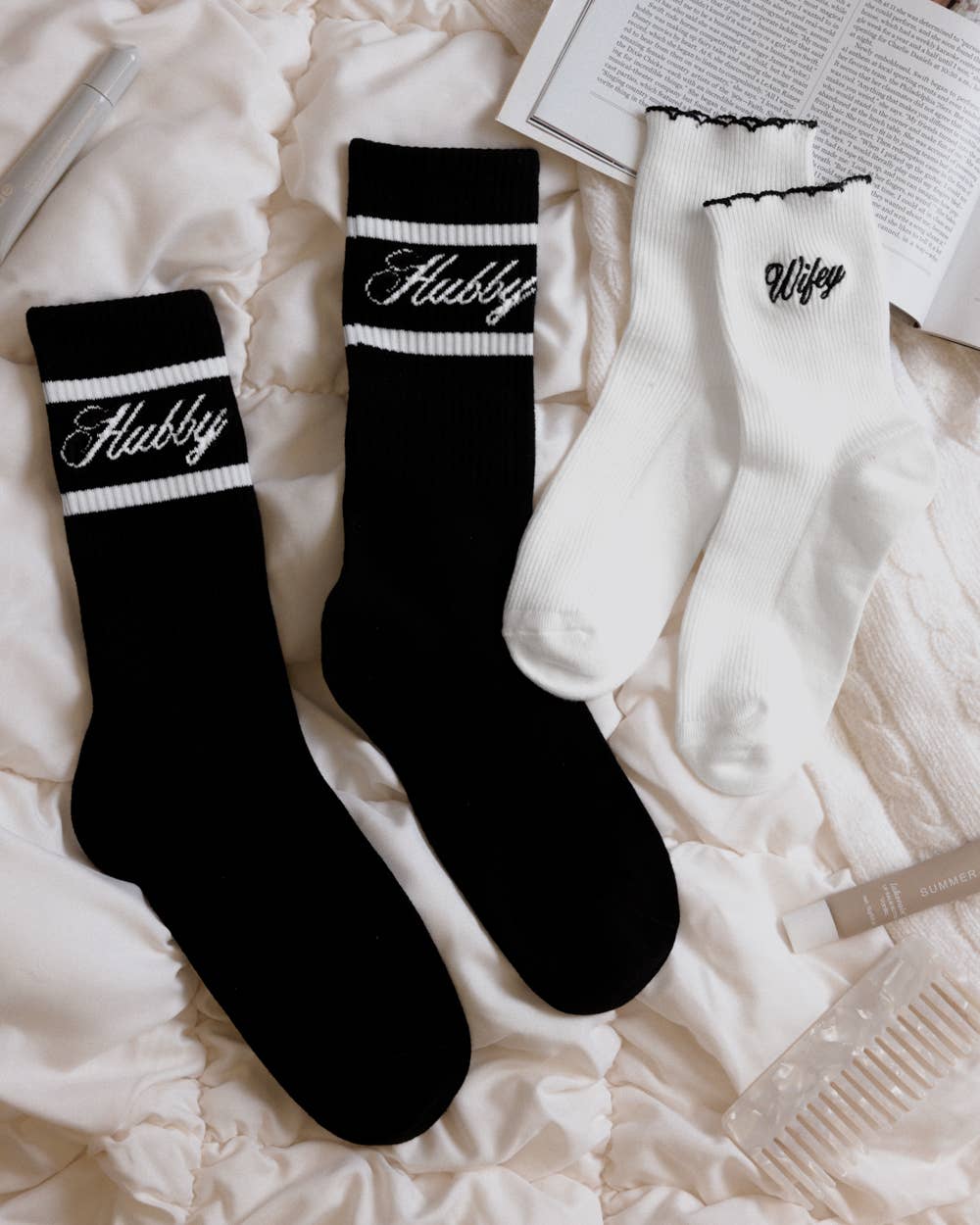 xo, Fetti - Wifey and Hubby Socks | bachelorette, wedding, couples