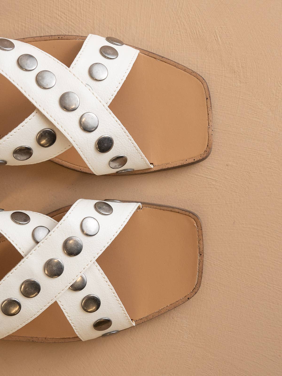 The Kylie White | Studded Cross Band Sandal