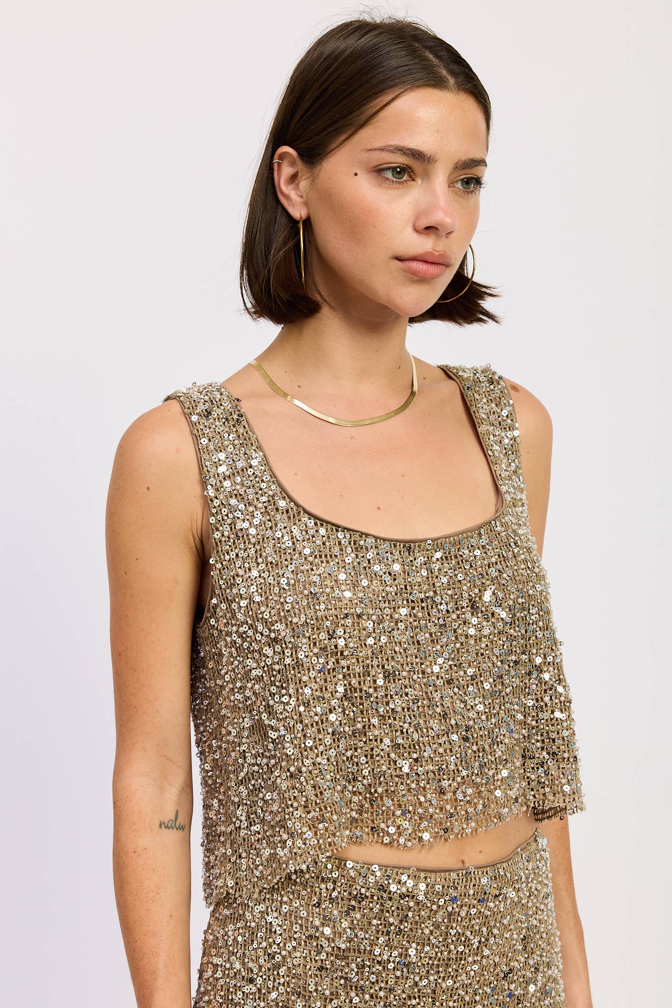 Emory Park - SLEEVELESS SQAURE NECK SEQUIN TOP