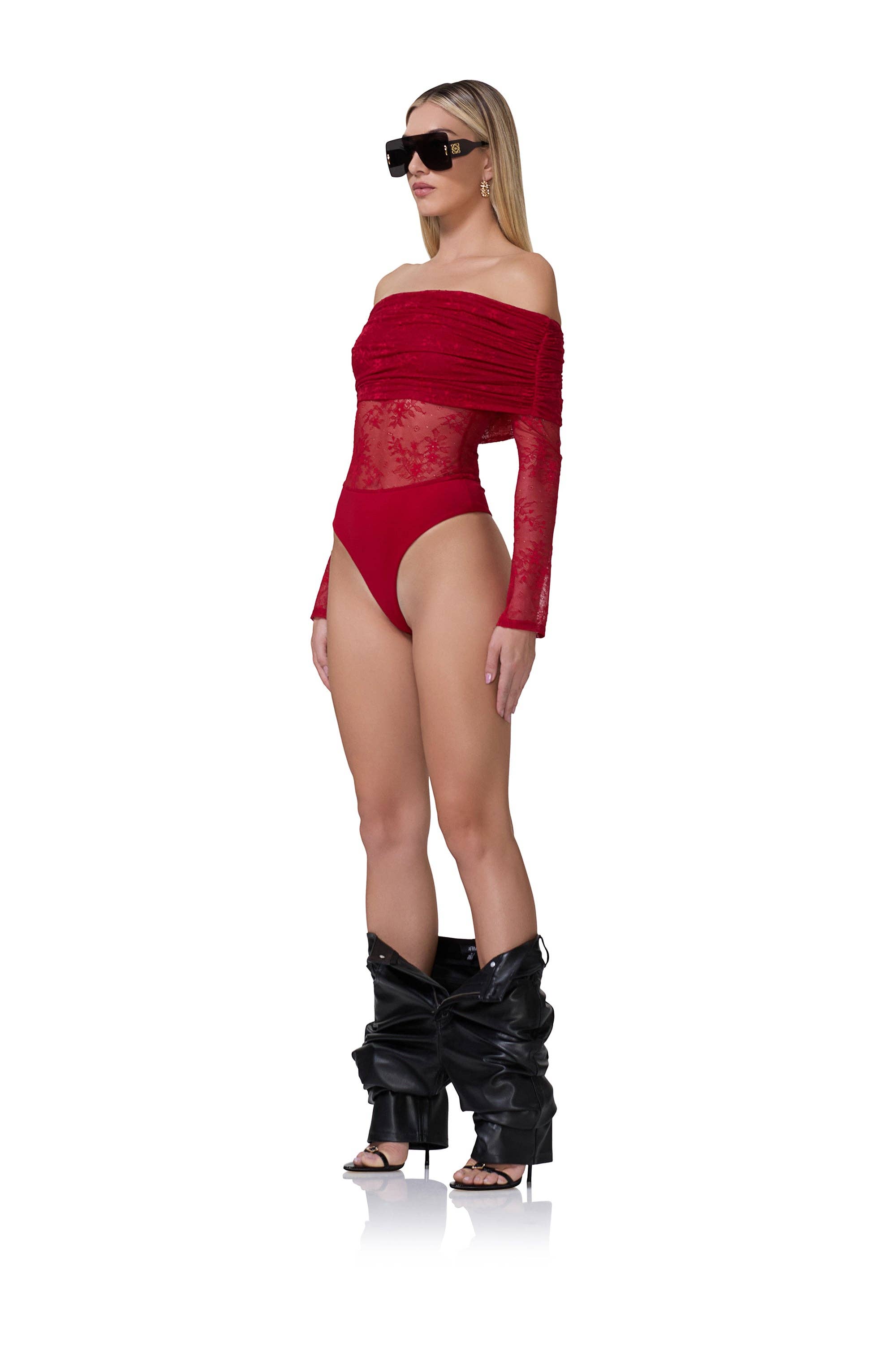 AFRM - Lennox Lace Bodysuit - Poppy Red