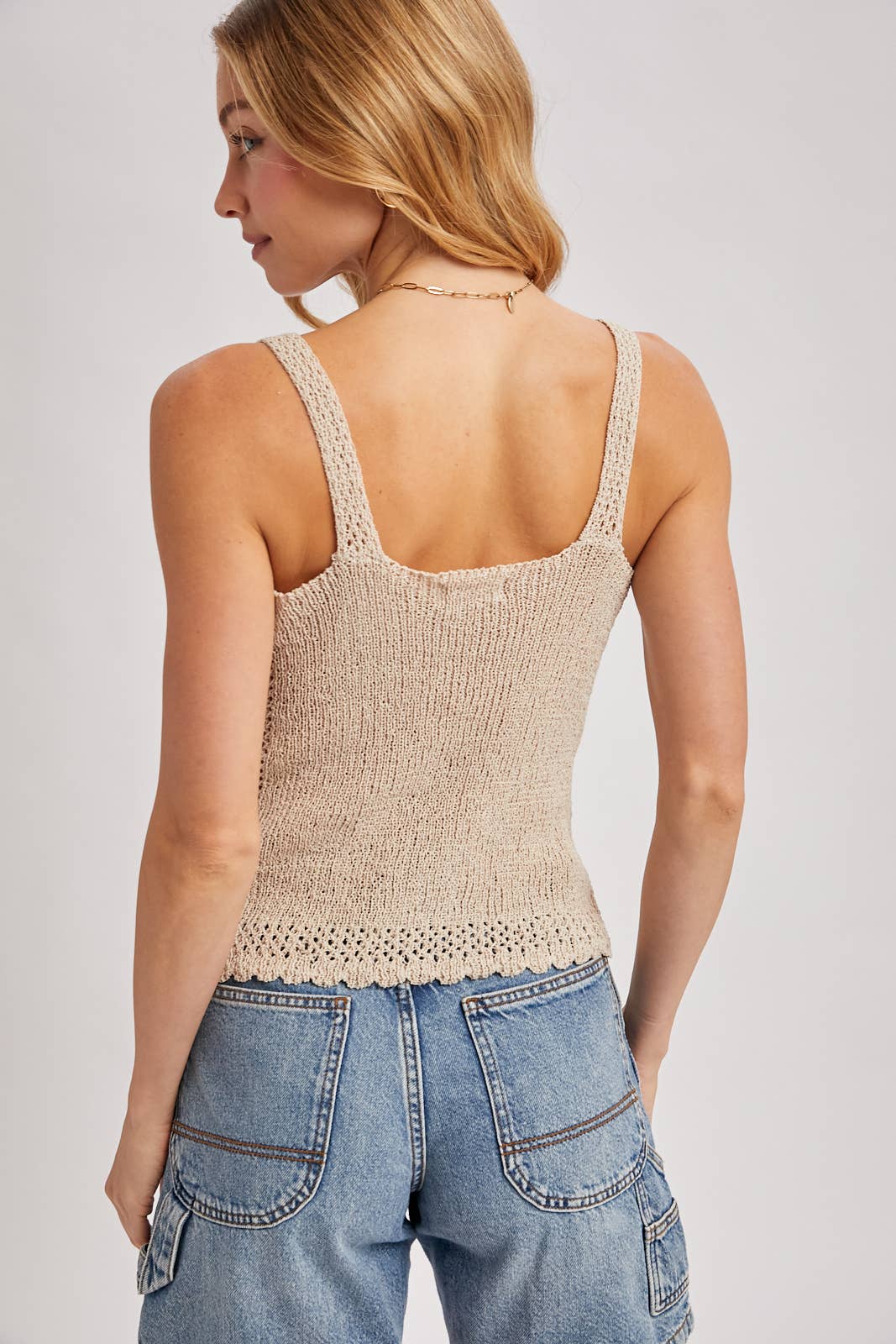 Bluivy - V-NECK STRAP KNIT TANK TOP