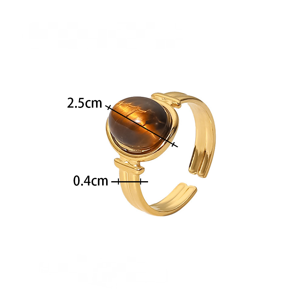 Mio Queena - 18K Gold-plated Stainless Steel Inlaid Stone Rings - FGS/CS