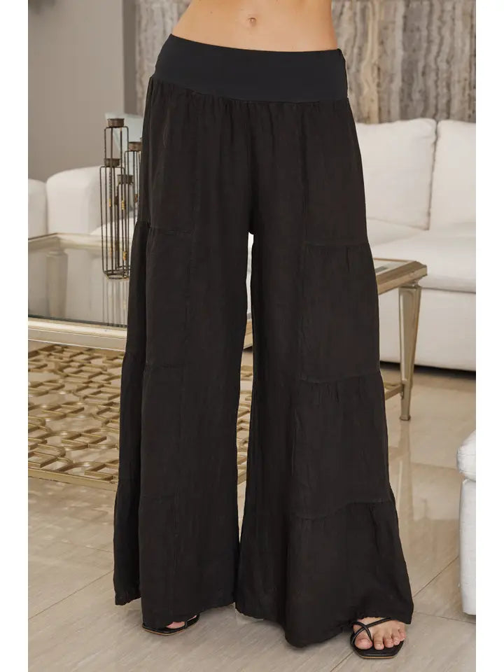 Linen Tiered Palazzo Pant