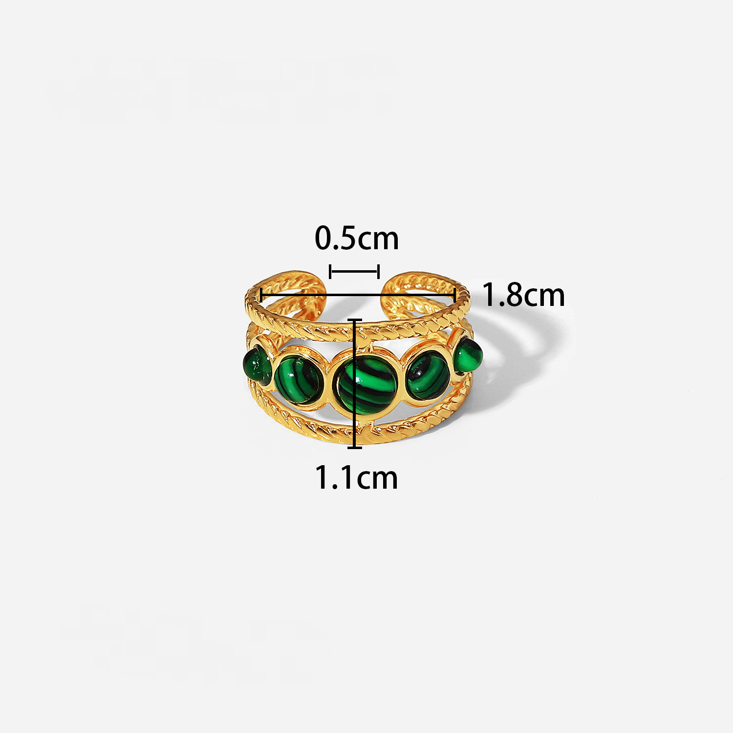 Mio Queena - 18K Gold-plated Stainless Steel Inlaid Stone Rings - FGS/CS