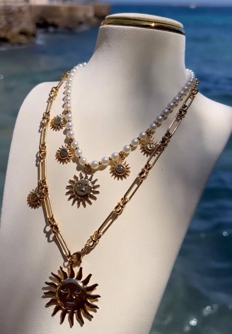 HoopLa - Sea & Sun Charm Collection- Faux Pearl & Sun Charms