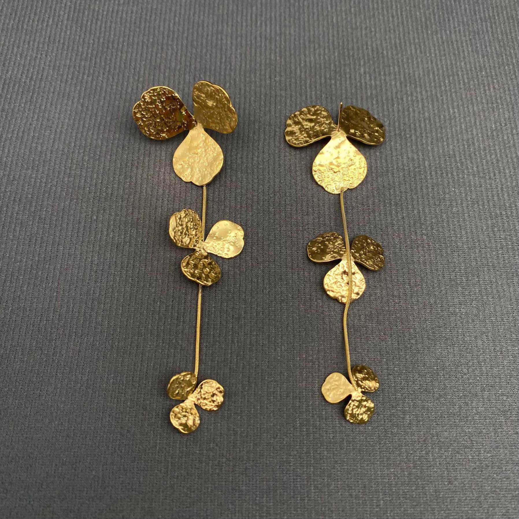 Mio Queena - Flower Petal 18K Gold Plated S.Steel Post Earrings - FGS