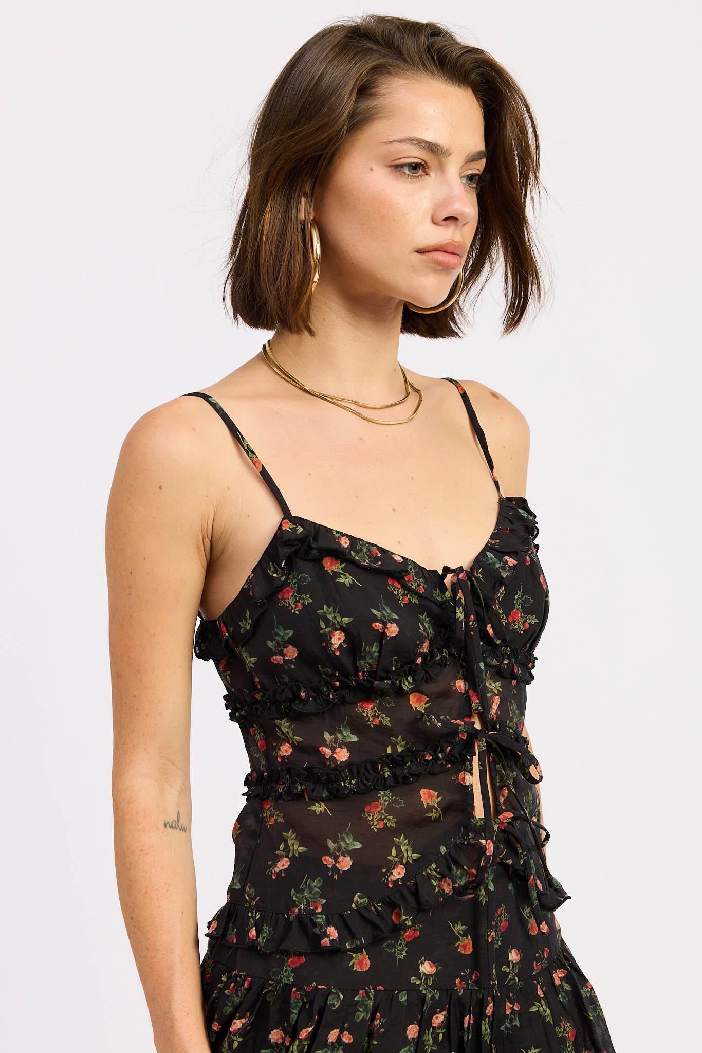 Emory Park - RUFFLED CAMI TOP WITH FRONT TIE