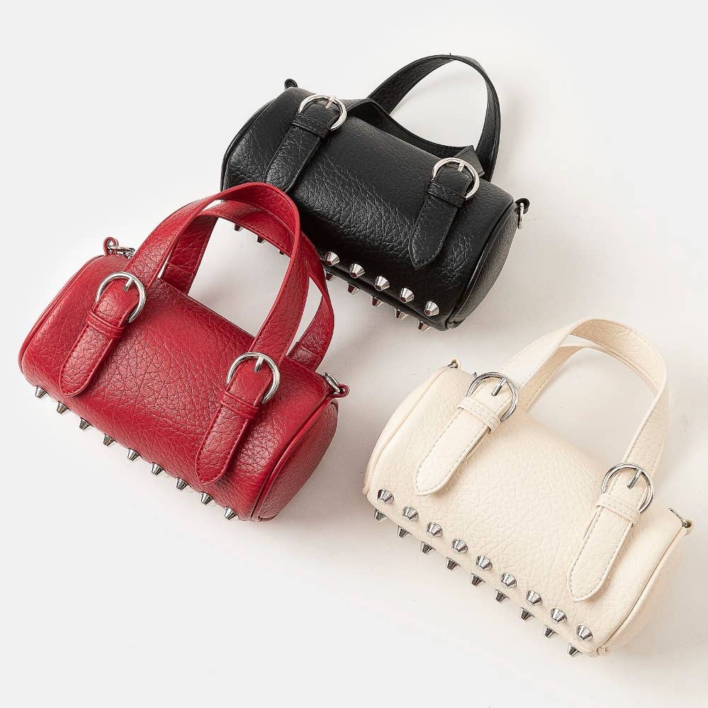 Leather Buckle Strap Cylinder Hand Bag