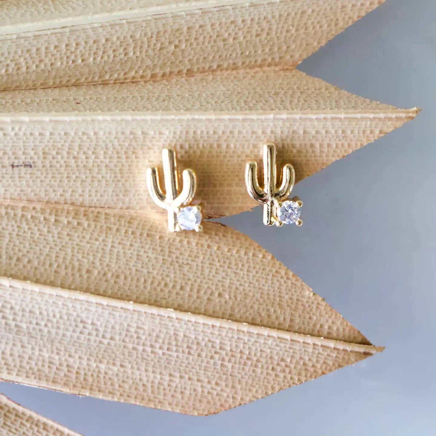 Mesa Blue - CZ Cactus Stud Earrings