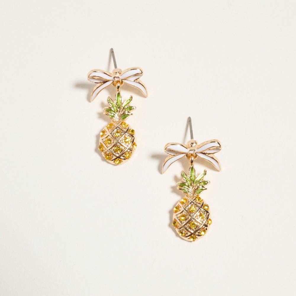 Designature New York - Summer Tropical Fruit Ribbon Bow Post Earrings
