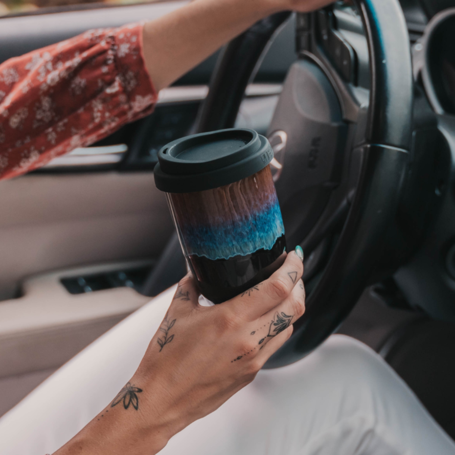 Nova Ceramics Travel Mugs - Monsoon Ceramic Mug – 12oz Reusable Cup with Lid