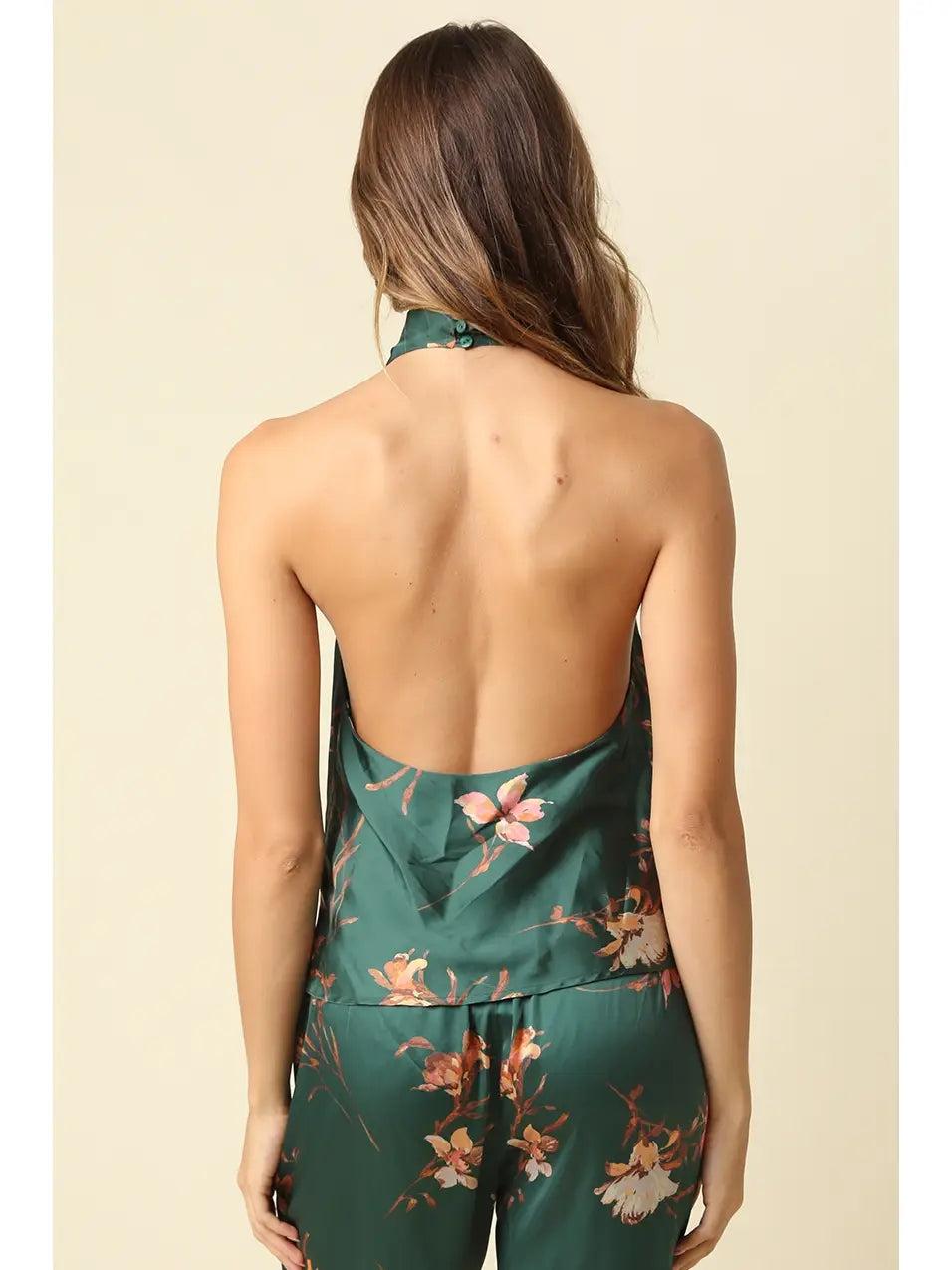 Jasmin Floral Halter Satin Top