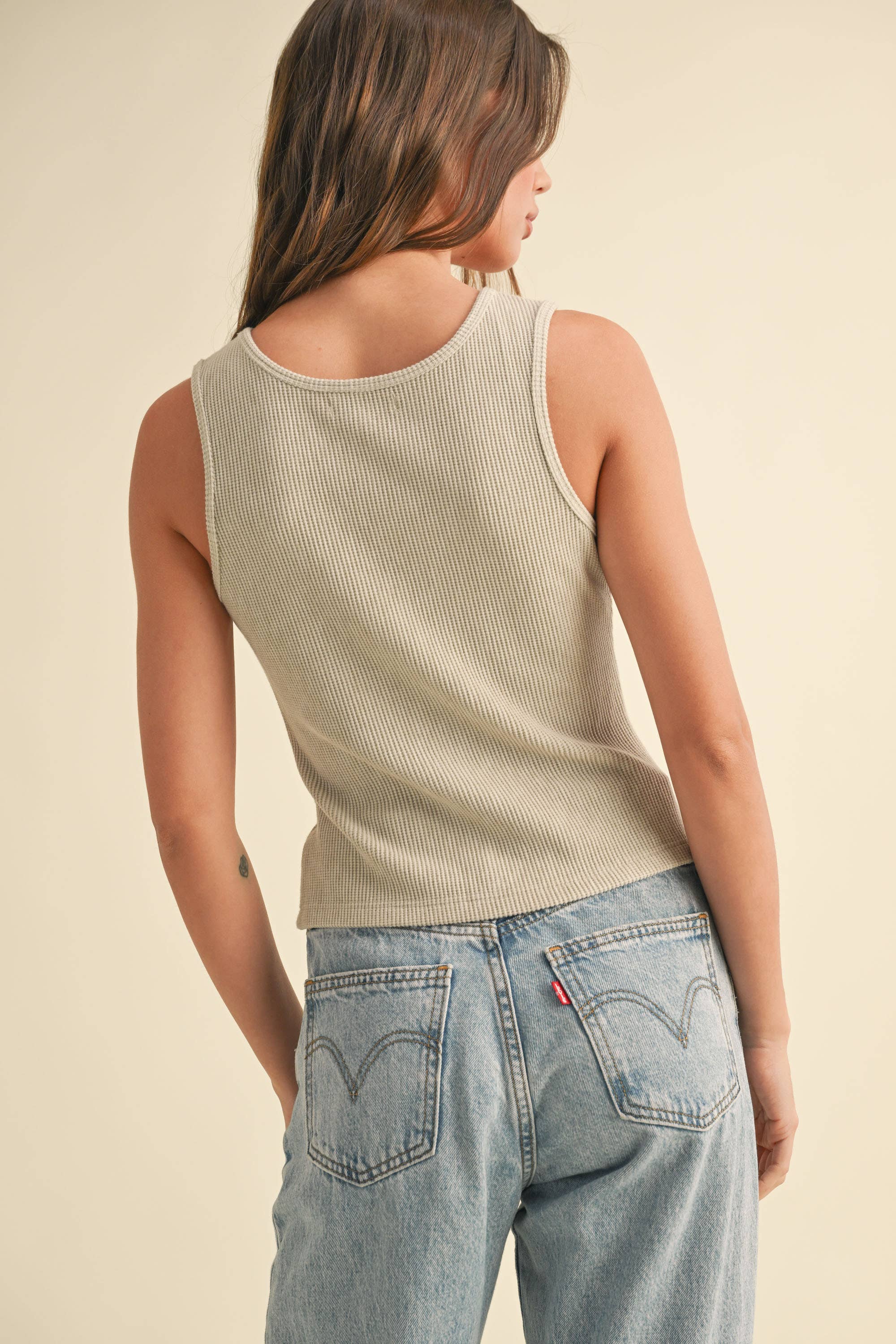 TWISTED DETAIL OPEN FRONT RIBBED TOP