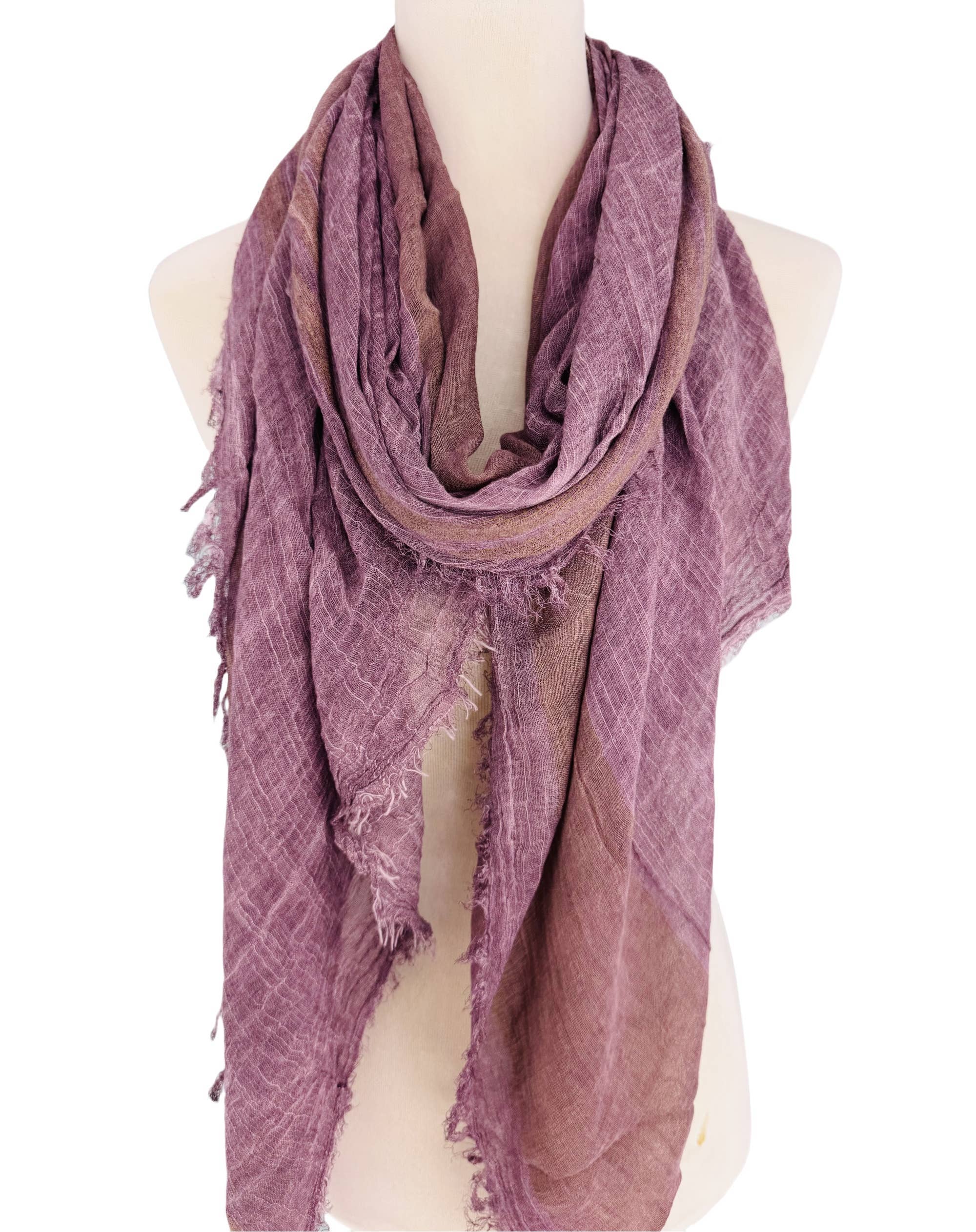 Classic Vintage Stonewash Stripe-Trimmed Scarf