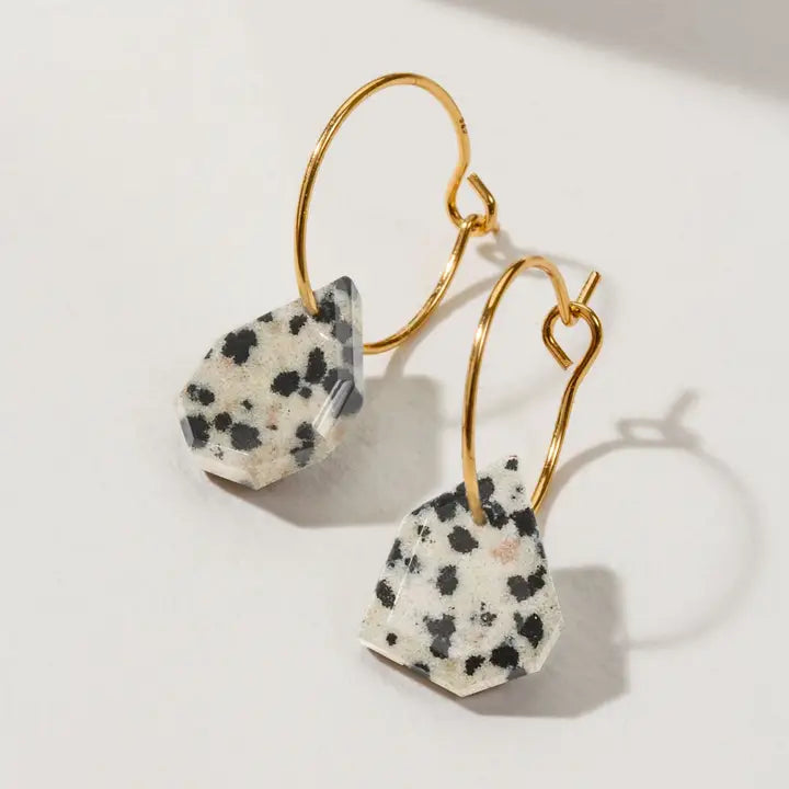 14Kt Sterling Silver Geometry Mini Hoop Earrings- Dalmation