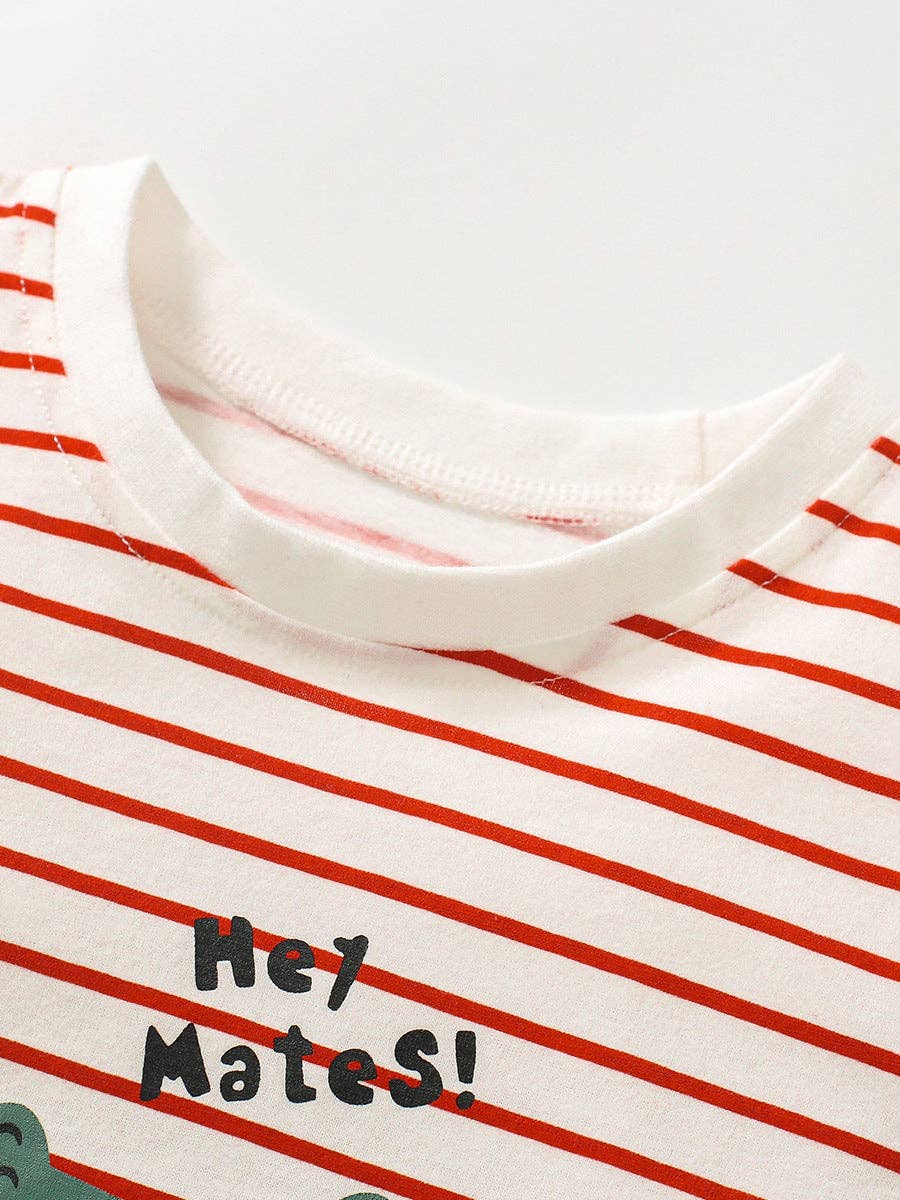 Alligator Cartoon Printing Unisex Kids Striped