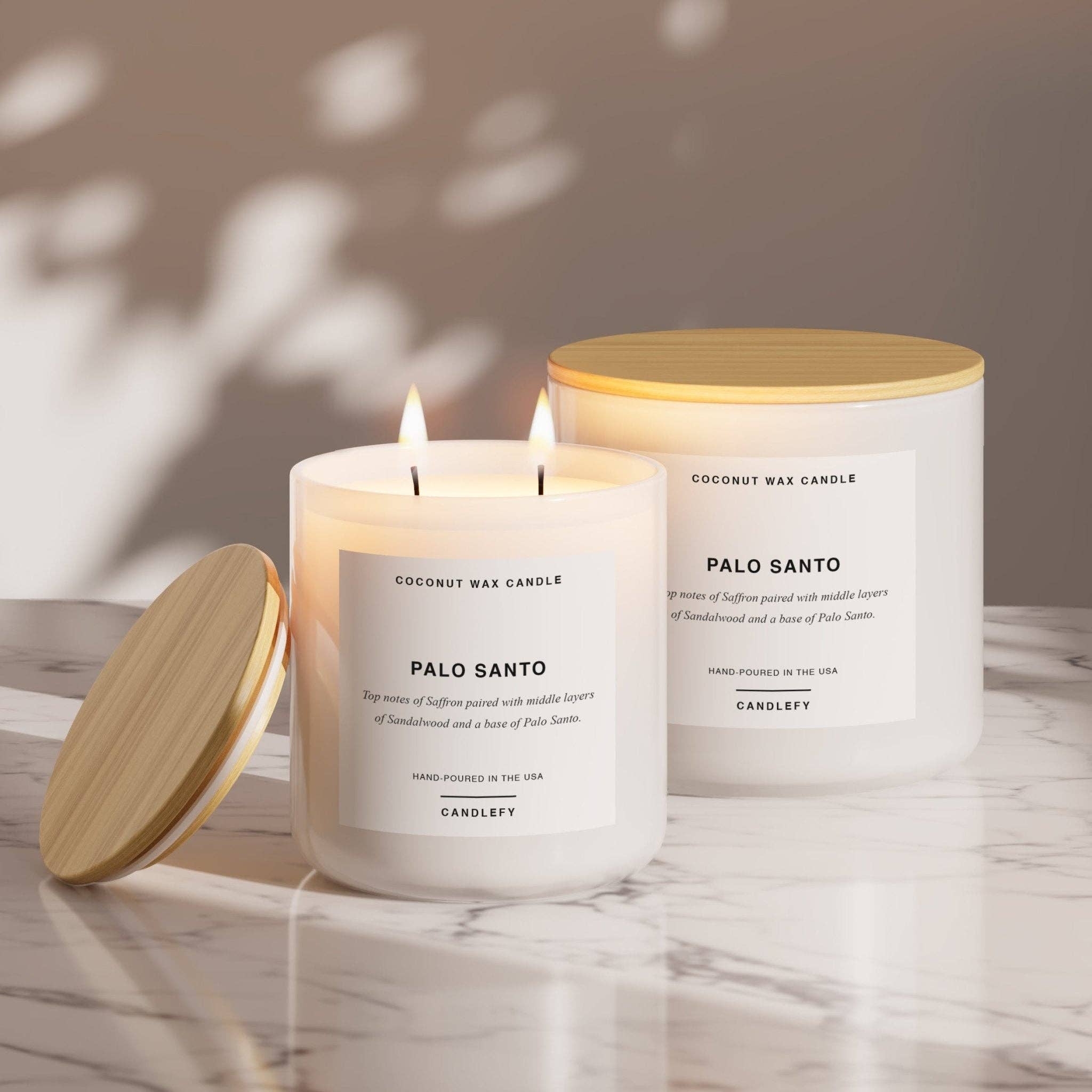 Candlefy - Palo Santo Scented Candle, Made With Natural Coconut Wax