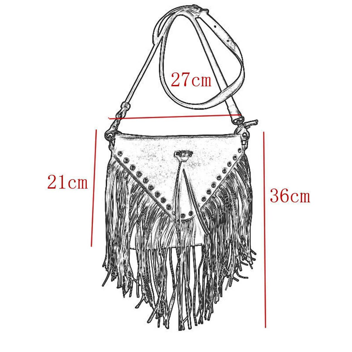 RIVET SOFT PU LEATHER TASSEL SHOULDER BAG