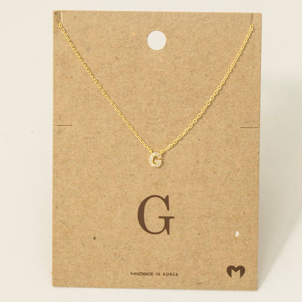 Fame Accessories - Mini Rhinestone Initial Necklace