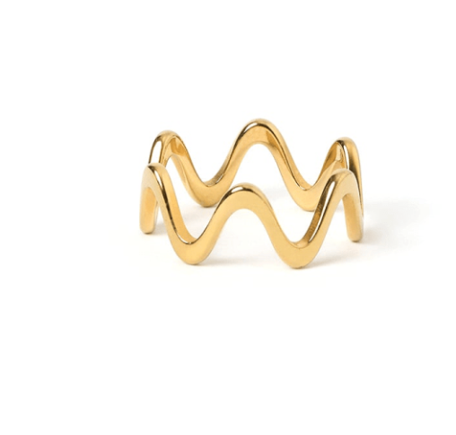 HoopLa - Zig Zag - Wave Stacking Steel 114K Band Ring