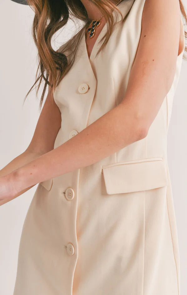 SERENE BACK CUTOUT BLAZER DRESS CREAM