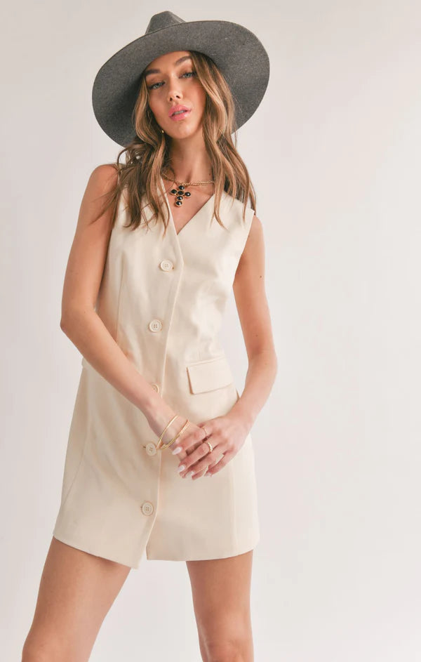 SERENE BACK CUTOUT BLAZER DRESS CREAM