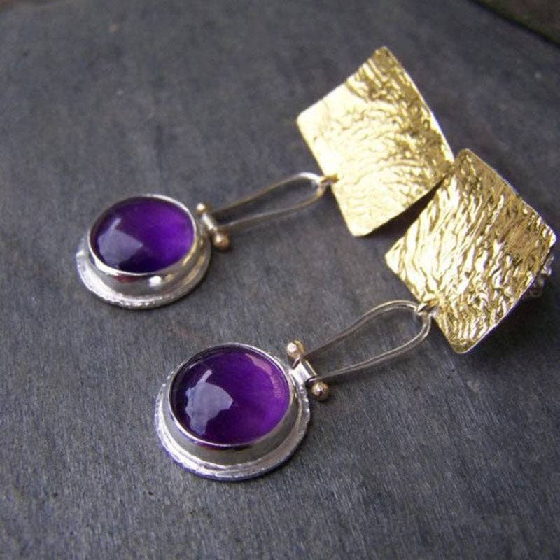 Dipped Shop - Retro Geometric Sparkling Cubic Zirconia Drop Earrings