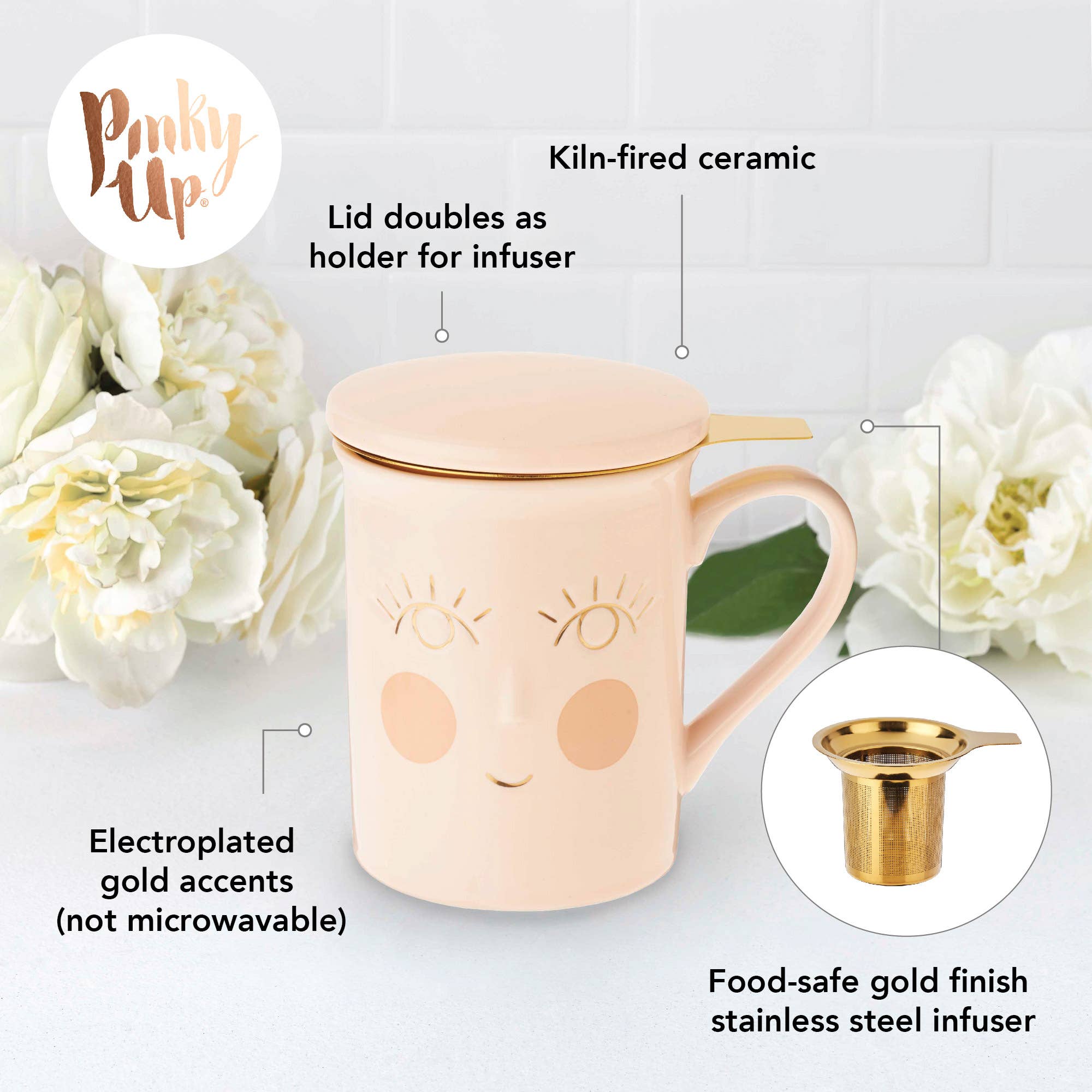 Pinky Up - Annette Hello Beautiful Ceramic Tea Mug & Infuser