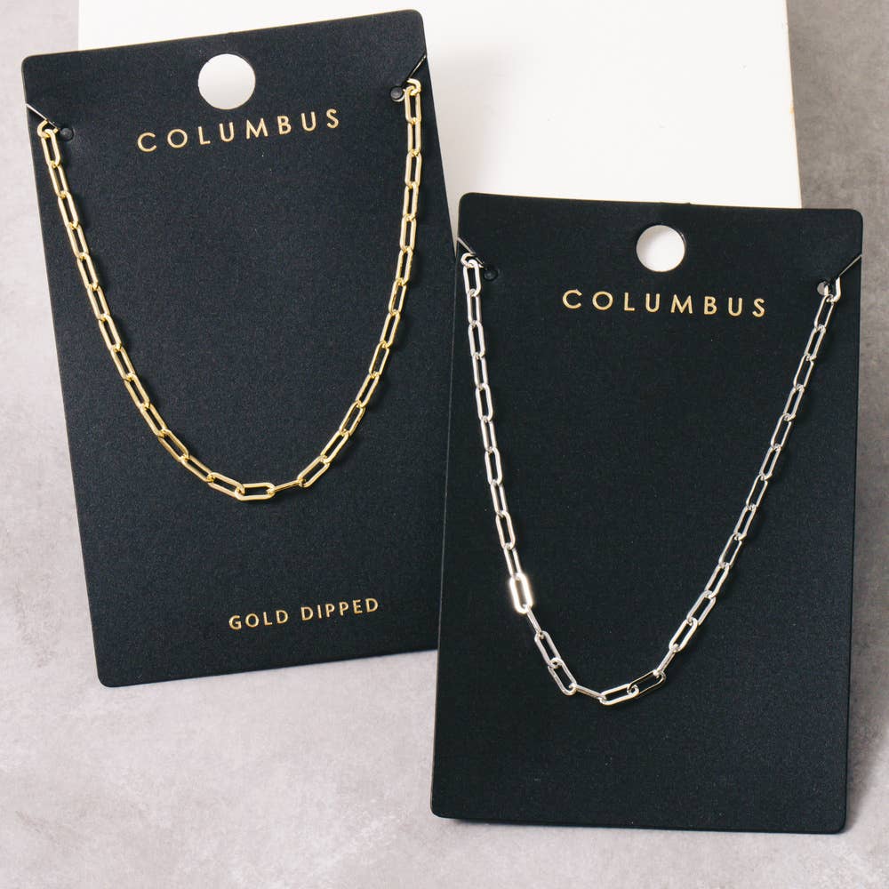 Fame Accessories - Gold Dipped Paperclip Link Chain Necklace