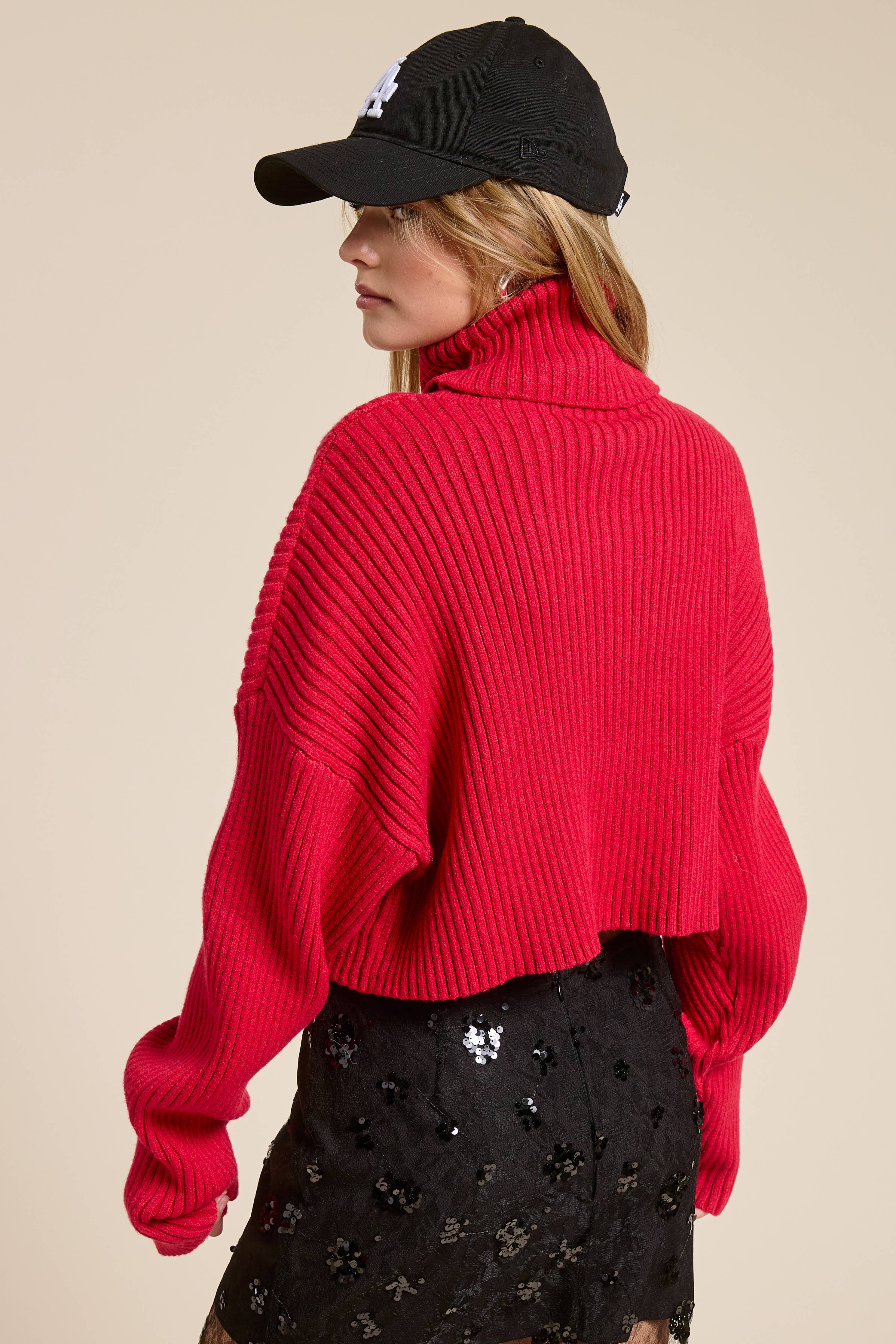 Mimosa - Cropped Ribbed Turtleneck Sweater