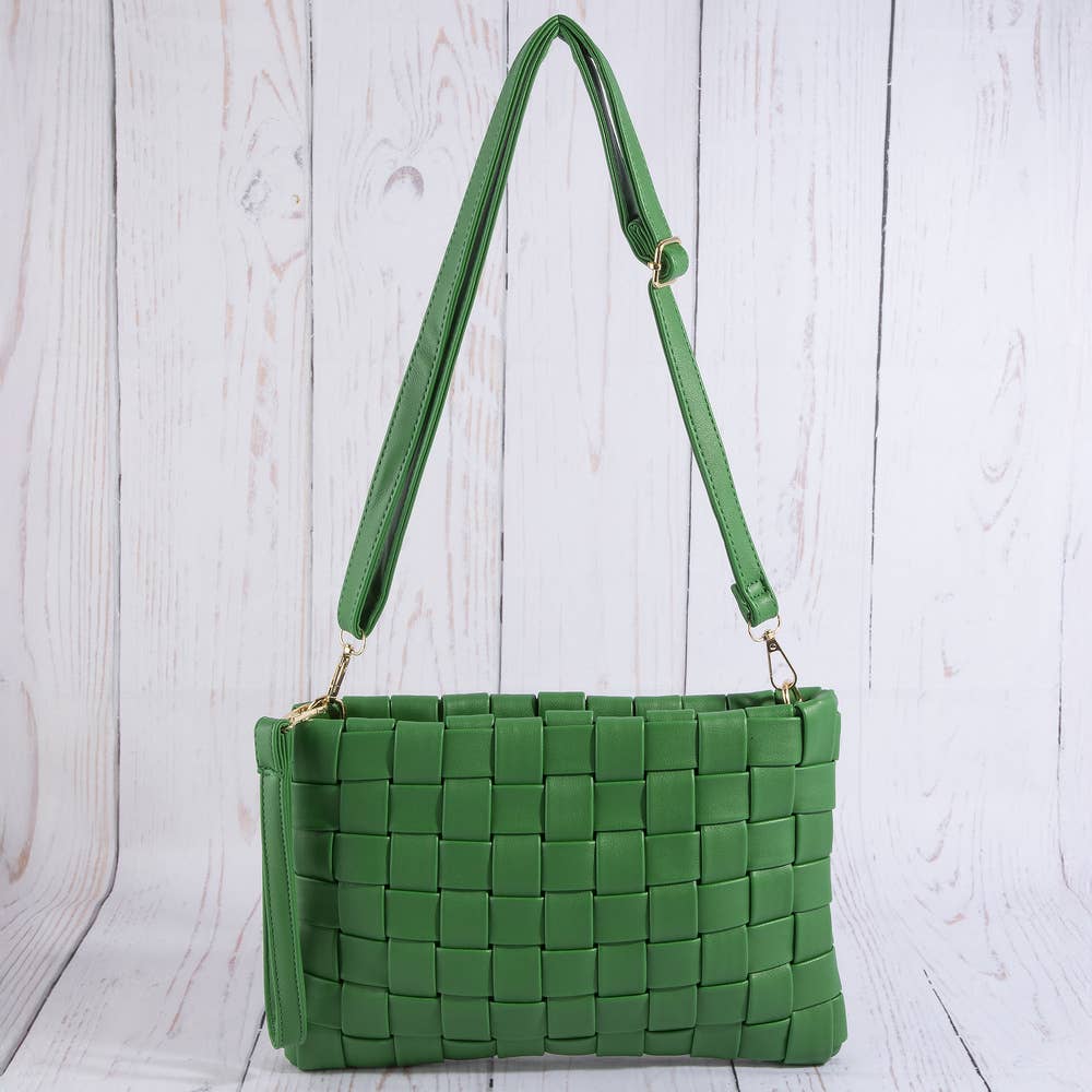 Collections by Fame Accessories - Woven Vegan Leather Wristlet Clutch Bag