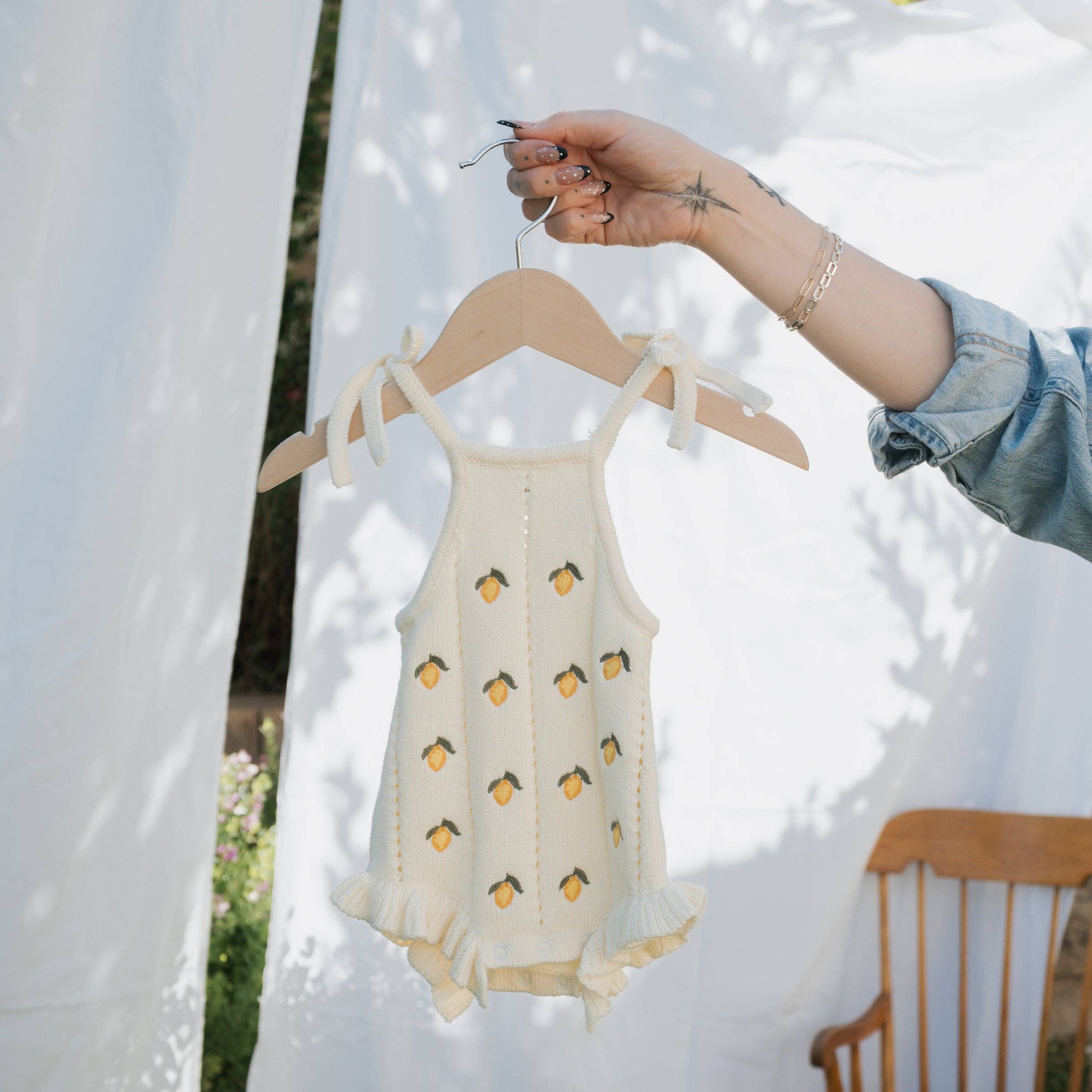 Forever French Baby - Knit Ruffle Romper | Lemon