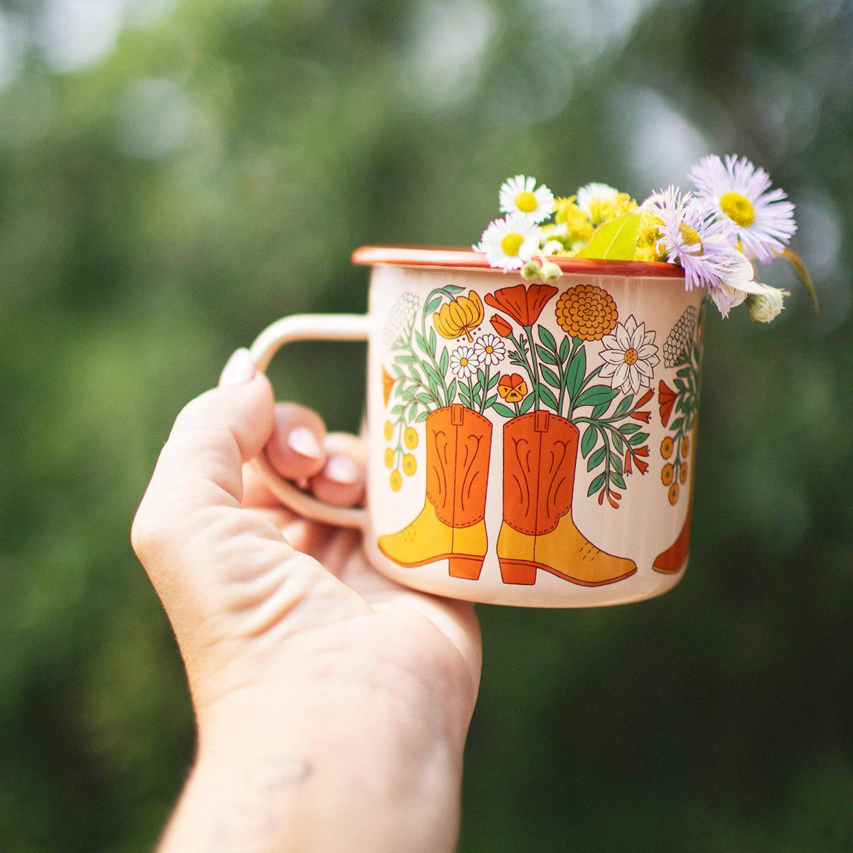 Trek Light - Enamel Coffee & Camp Mug | Western Bloom | 16oz
