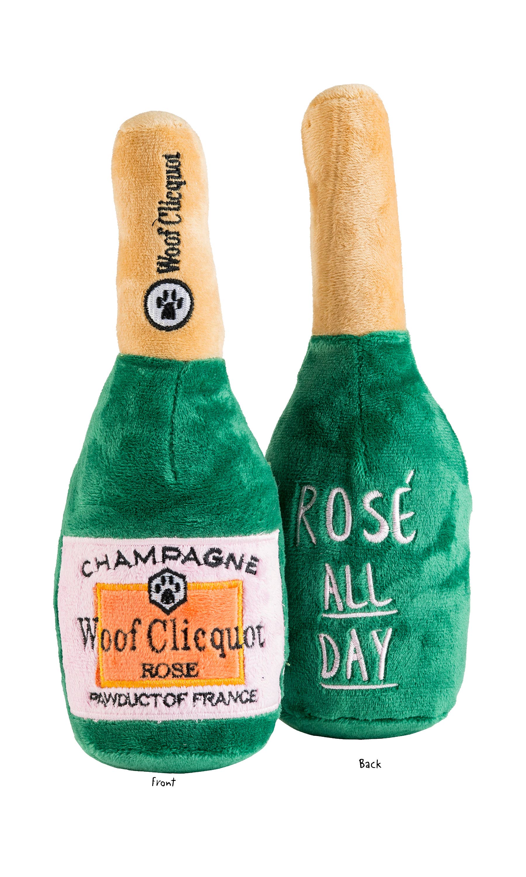 Haute Diggity Dog - Woof Clicquot Rose' Champagne Bottle Squeaker Dog Toy