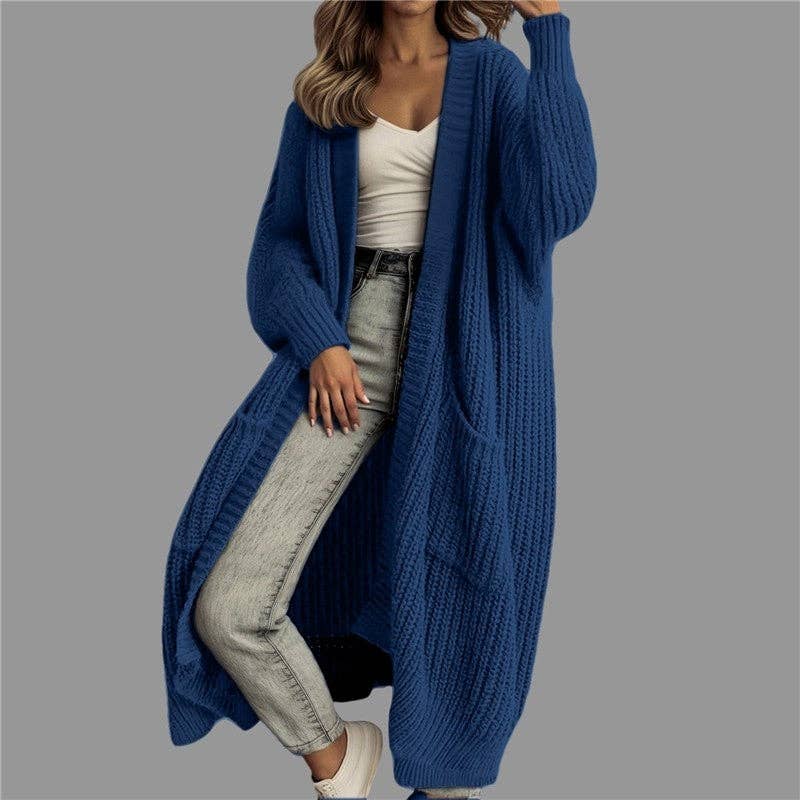 Sheer Trend - Mid-Length Solid Color Loose Cardigan Coat