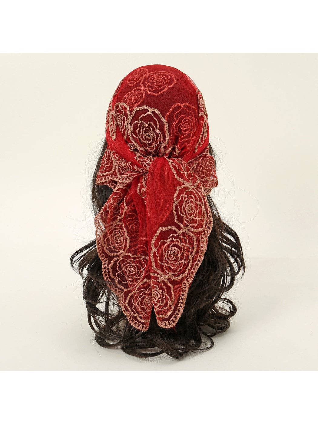 Funkyrel® Atzbranding Limited - Scarvii - Rose Embroidered Lace Detail Square Scarf