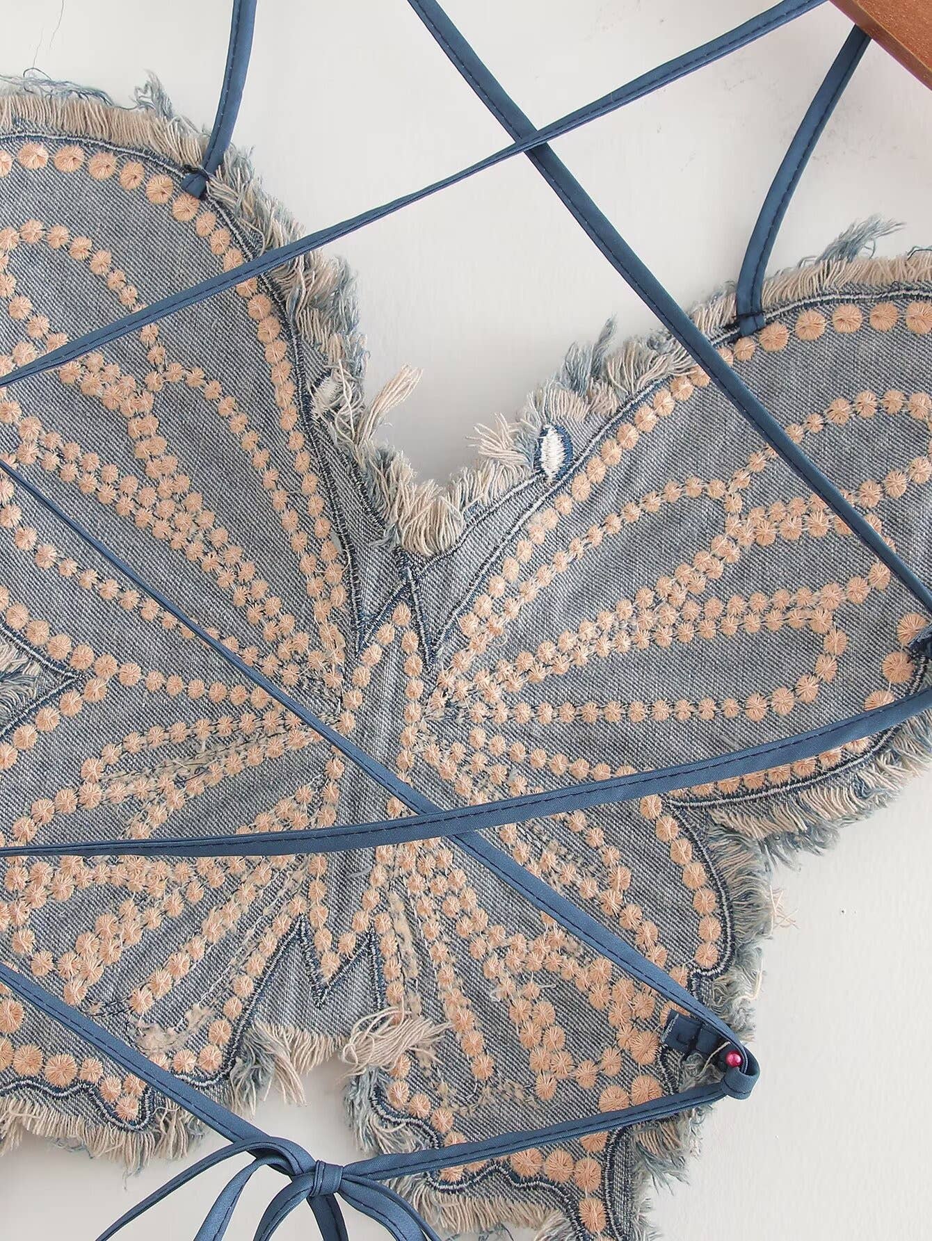 Butterfly Print Slim Fit Camisole with Rivet Accents
