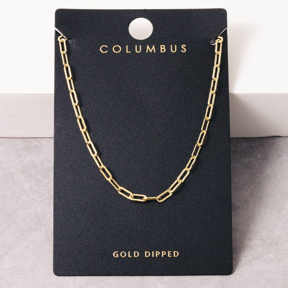 Fame Accessories - Gold Dipped Paperclip Link Chain Necklace