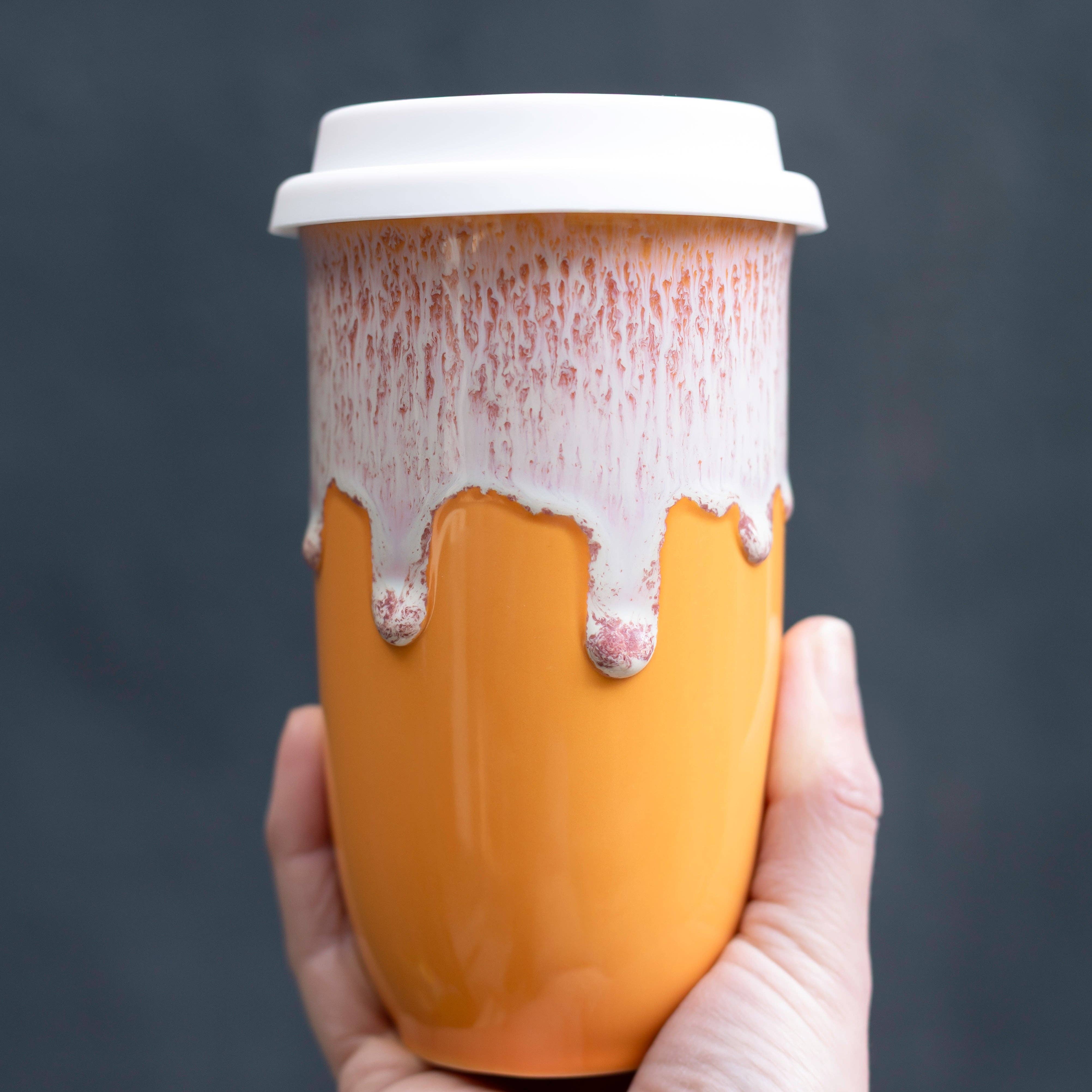Nova Ceramics Travel Mugs - Grapefruit Ceramic Travel Mug – 16oz with Lid & Sleeve