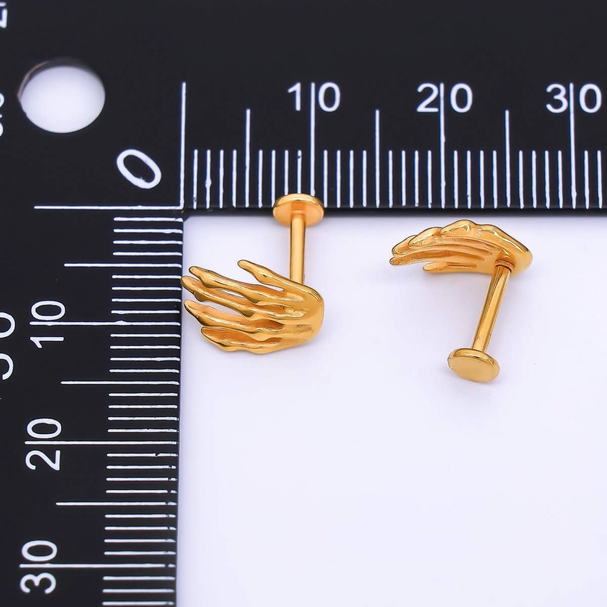 Aim Eternal - Gold Stainless Steel Skeleton Witch's Hands Stud Earrings | AB1584