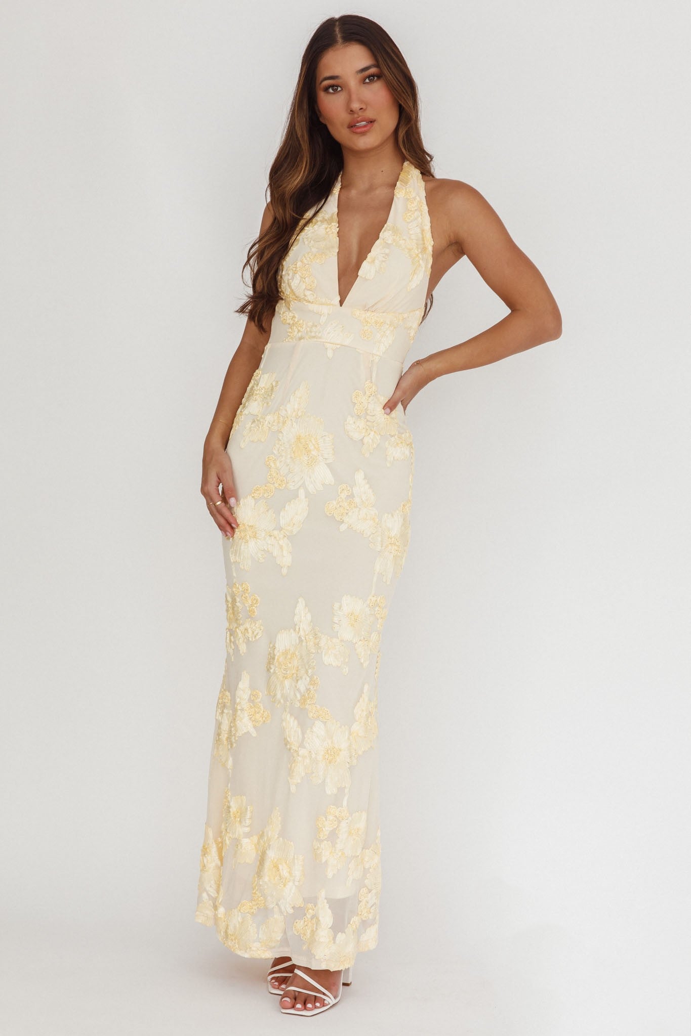 Floral Halter Maxi Dress — free download