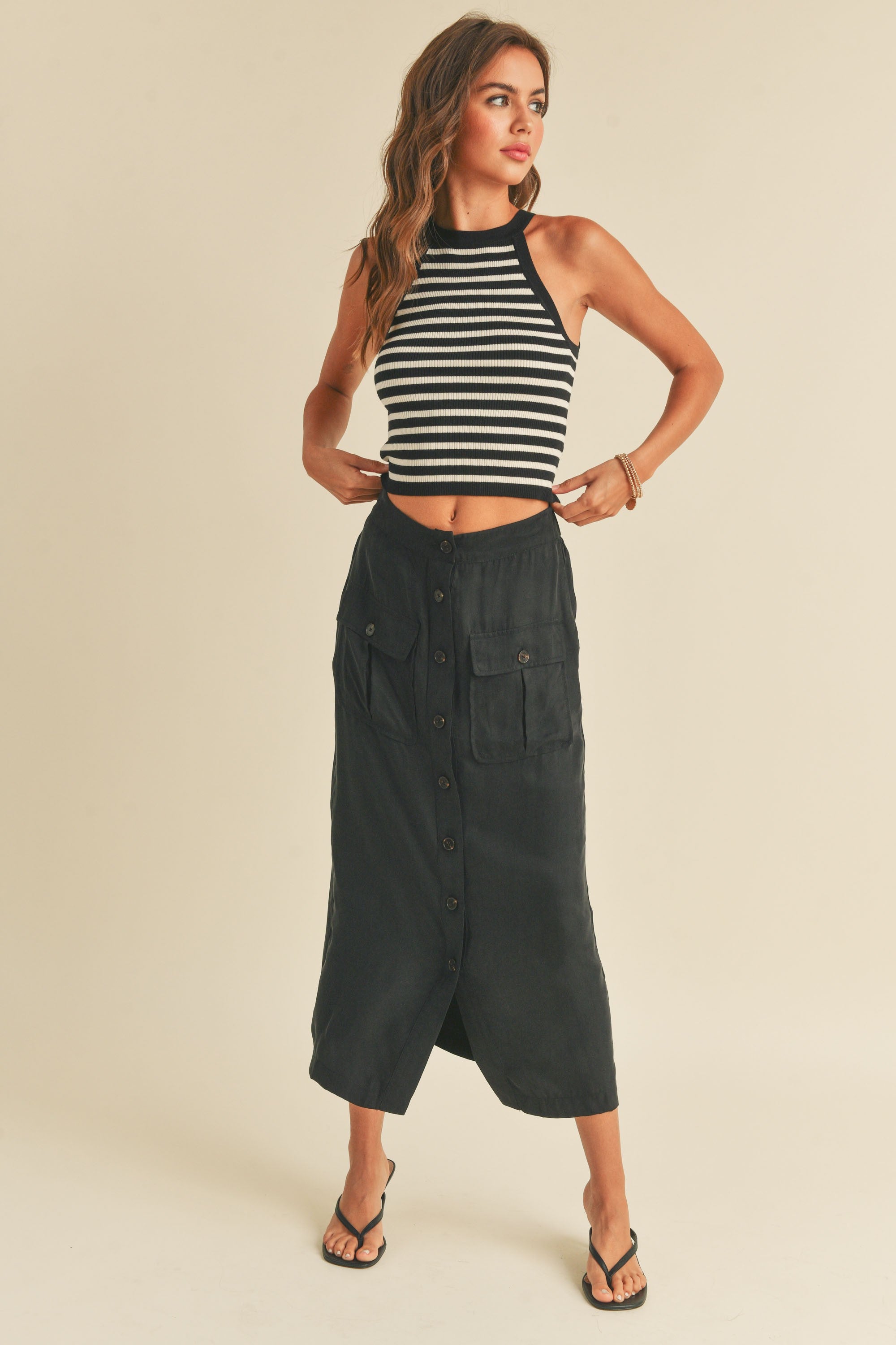 BUTTONDOWN MIDI CARGO SKIRT