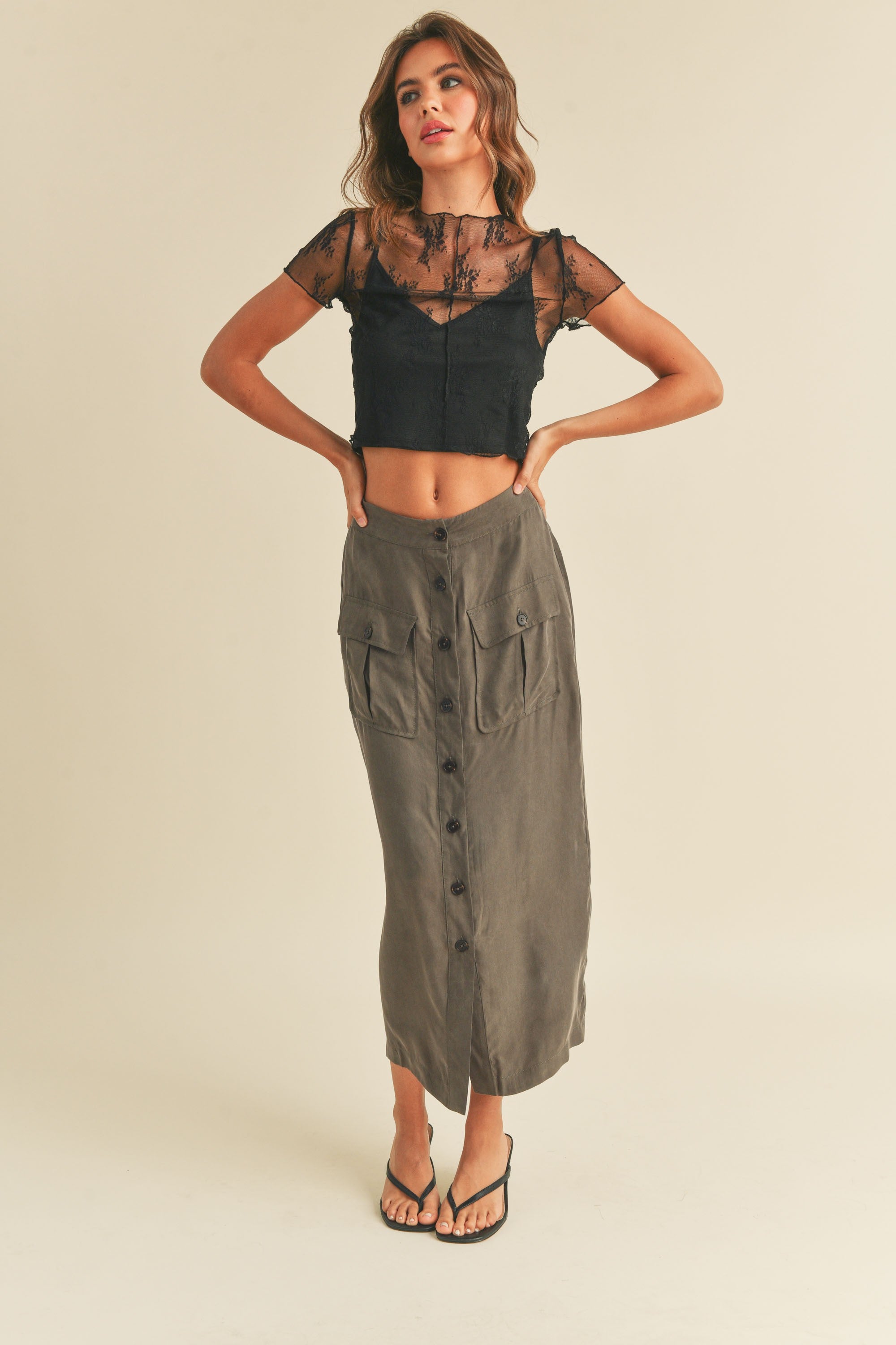BUTTONDOWN MIDI CARGO SKIRT