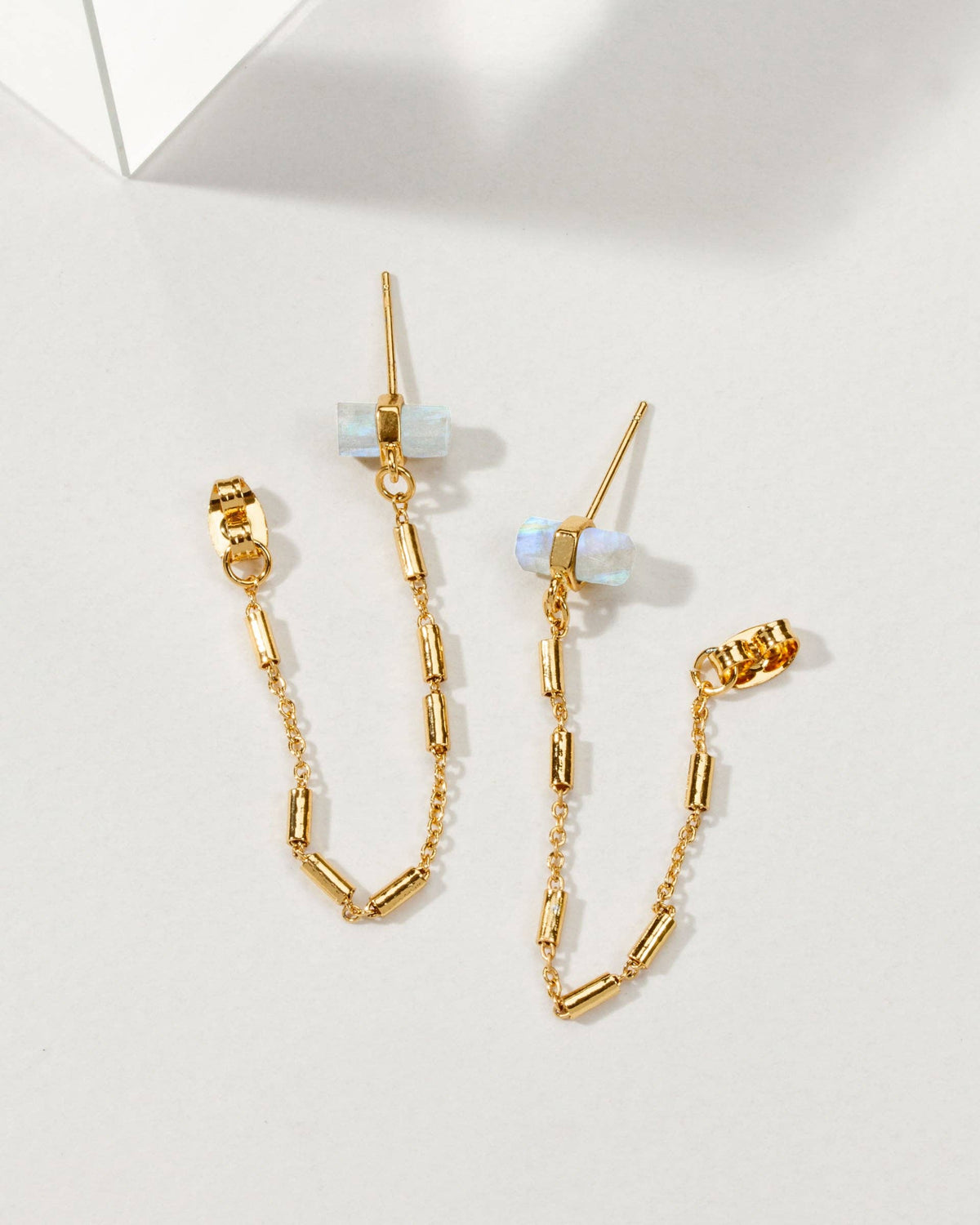 Luna Norte - After Party Front-to-Back Chain Earrings - Moonstone