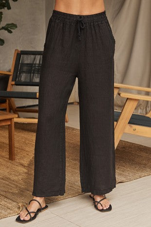 ITALIAN LINEN DRAWSTRING PANTS WITH POCKETS