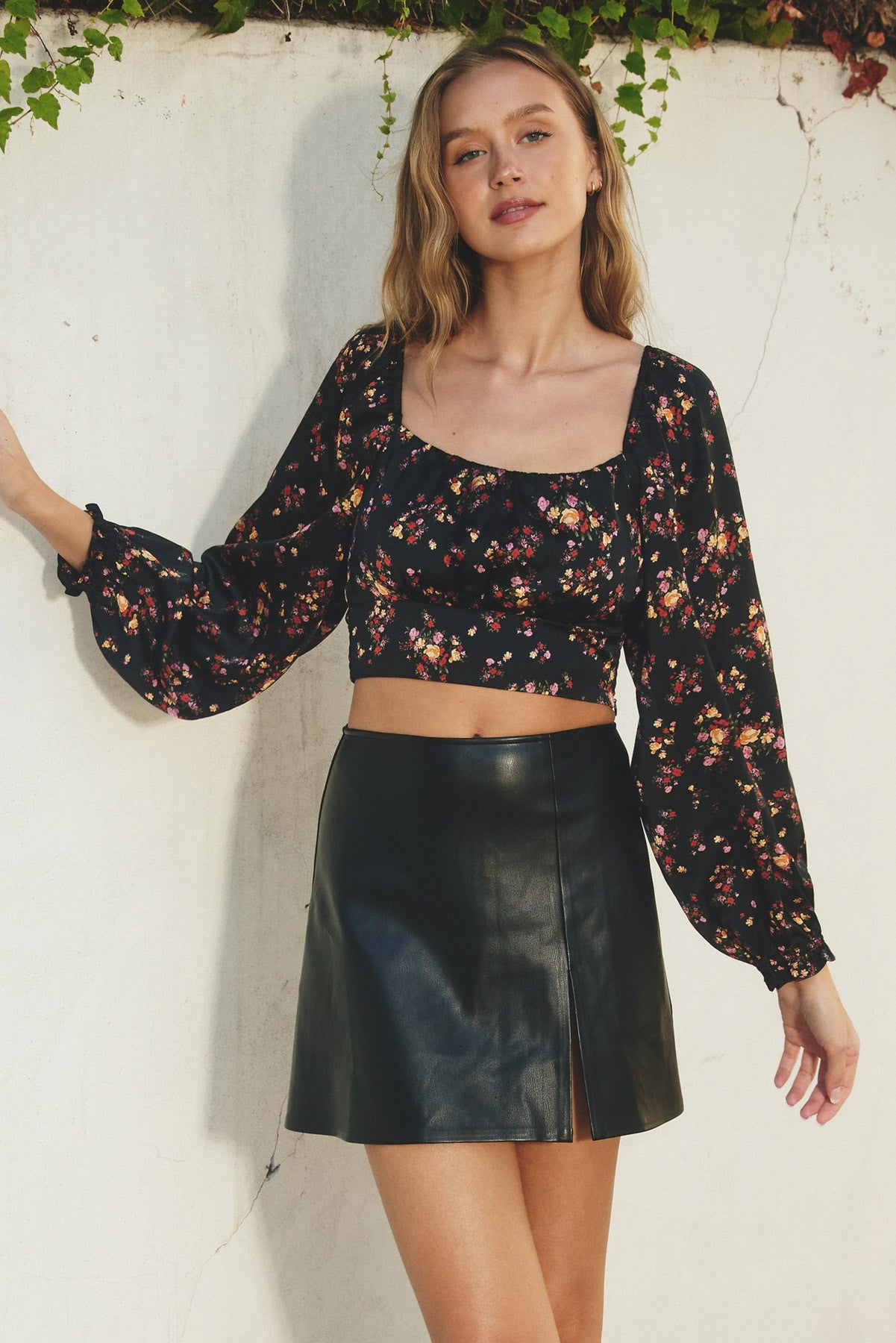 Dainty Floral Square Neck Crop Top